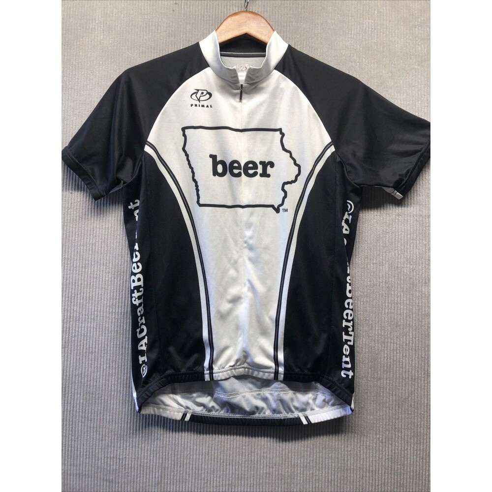 Primal Mens Biker Racing Tee Shirt M Black White Moto Sportcore Cycling Jersey